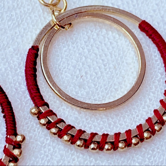 ❣️$25/3❣️ Red Double Hoop Dangle Earrings - Picture 4 of 8